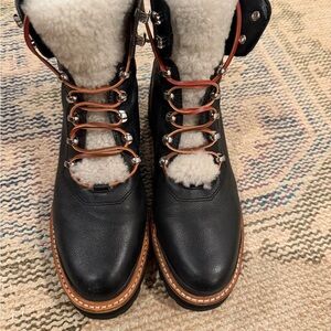 Marc Fisher Black and Brown Shearling Boots